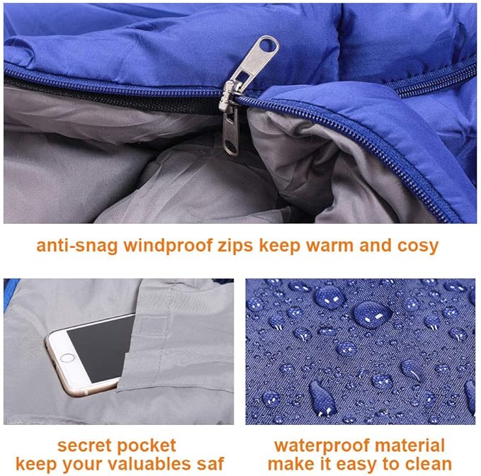 4-Season Adults Envelope Camping Sleeping Bag – Compact & Lightweight 61327