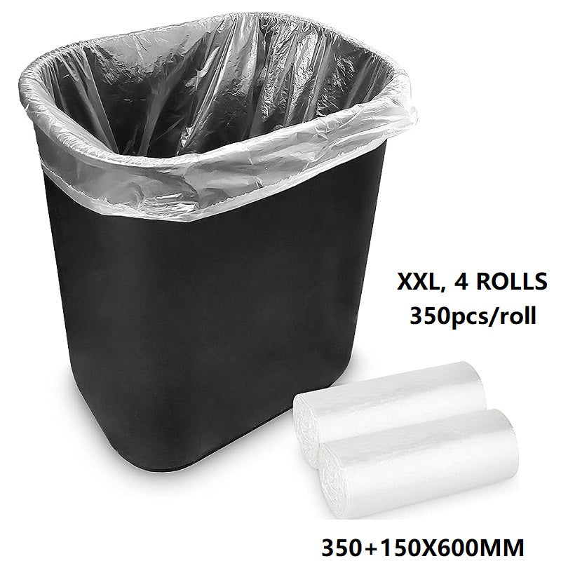 (4 Roll/1ctn) XXL (350+150X600MM) Clear Trash Bag Rubbish, 350pcs/roll