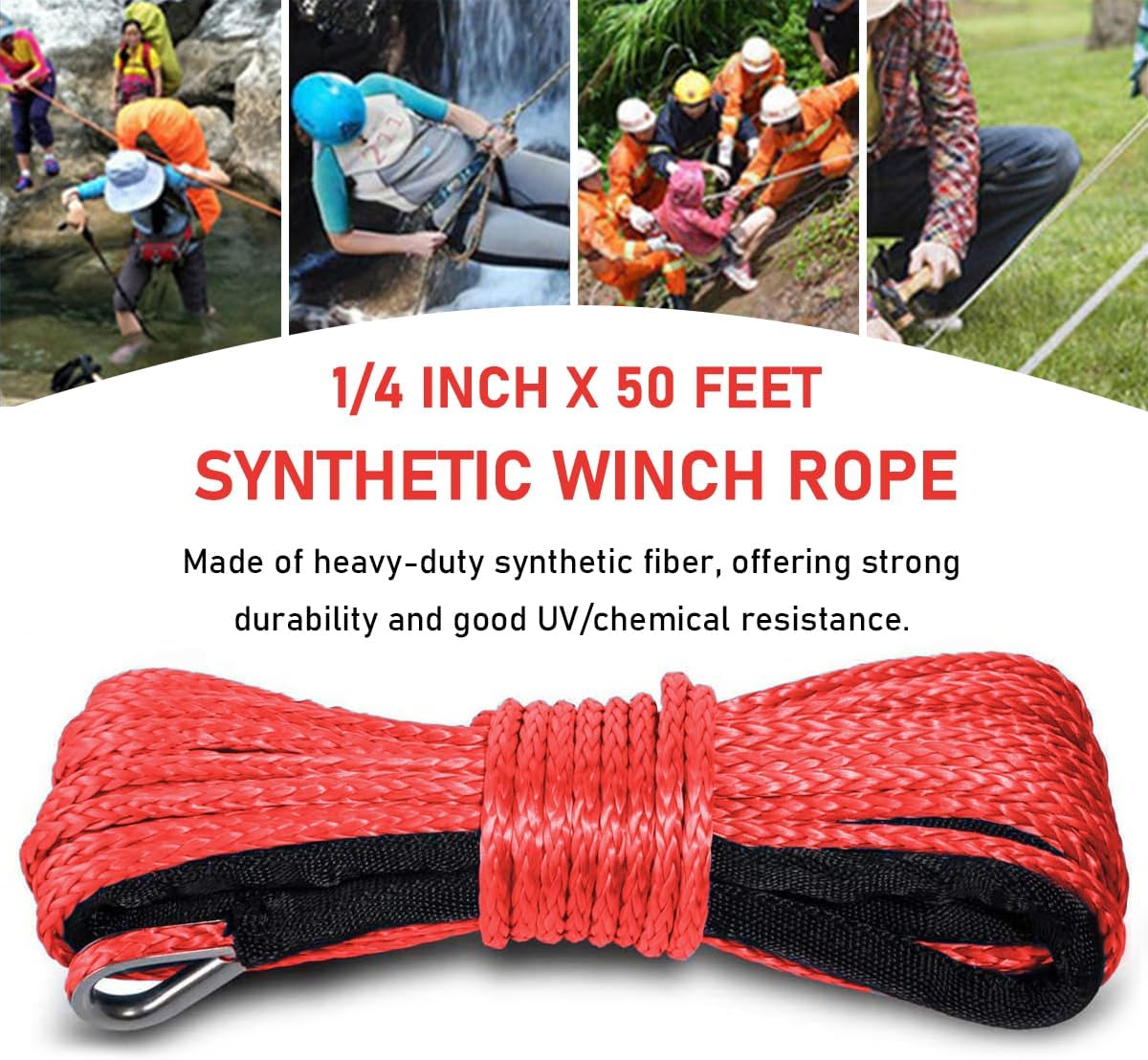 Synthetic Winch Rope Red 15m 6mm