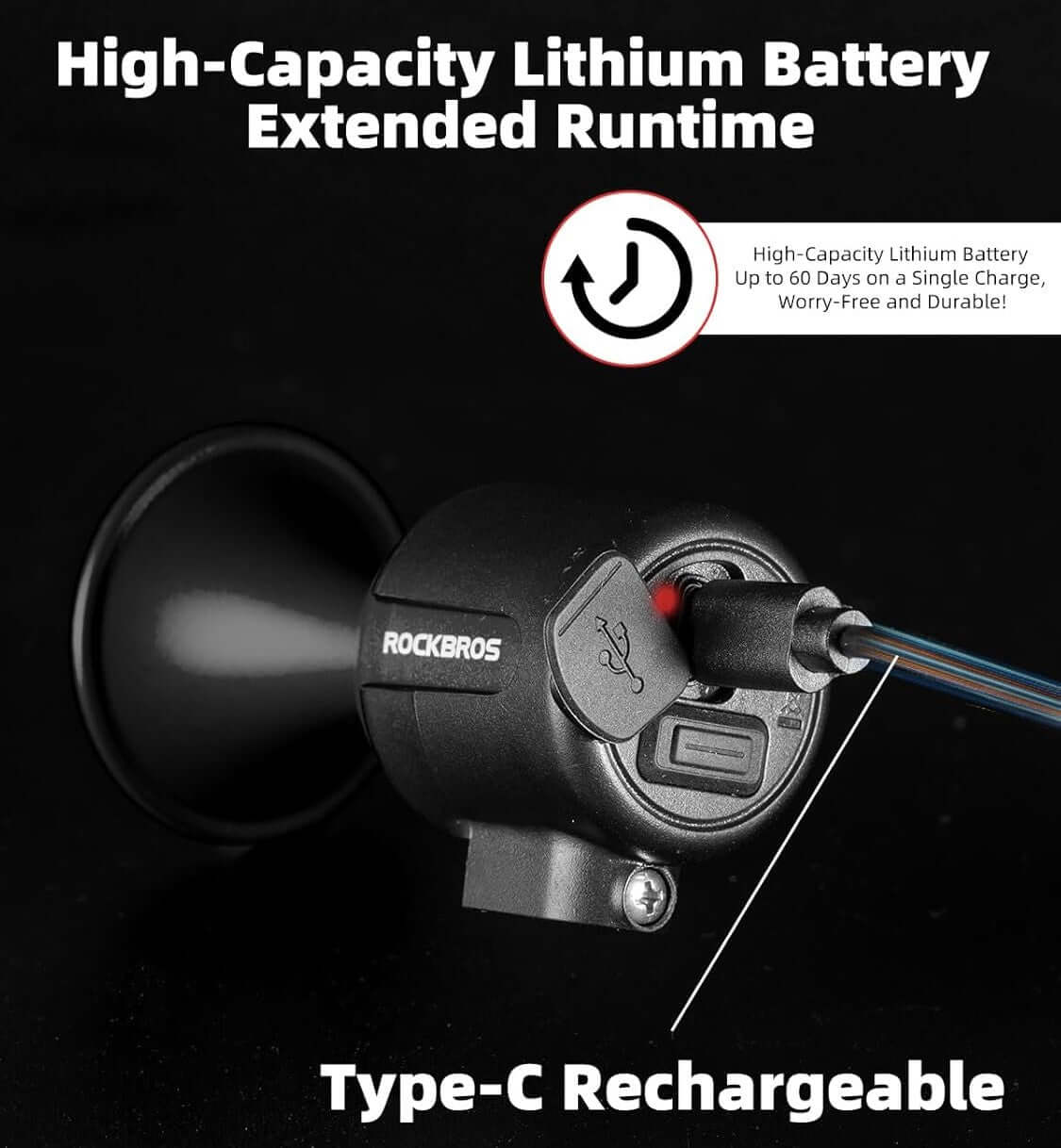 Bike Horn Bell 120db rechargeable Handlebar mount
