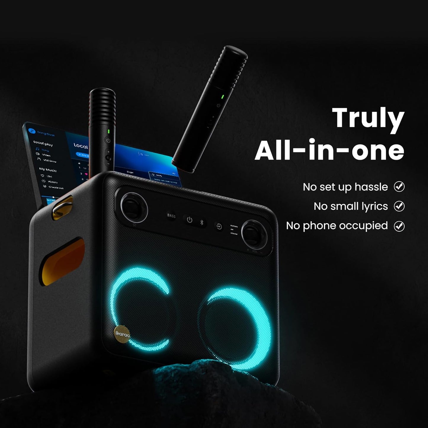 Ikarao Break X2 Karaoke Machine System With 10.1″ Touch Screen Wireless Mic