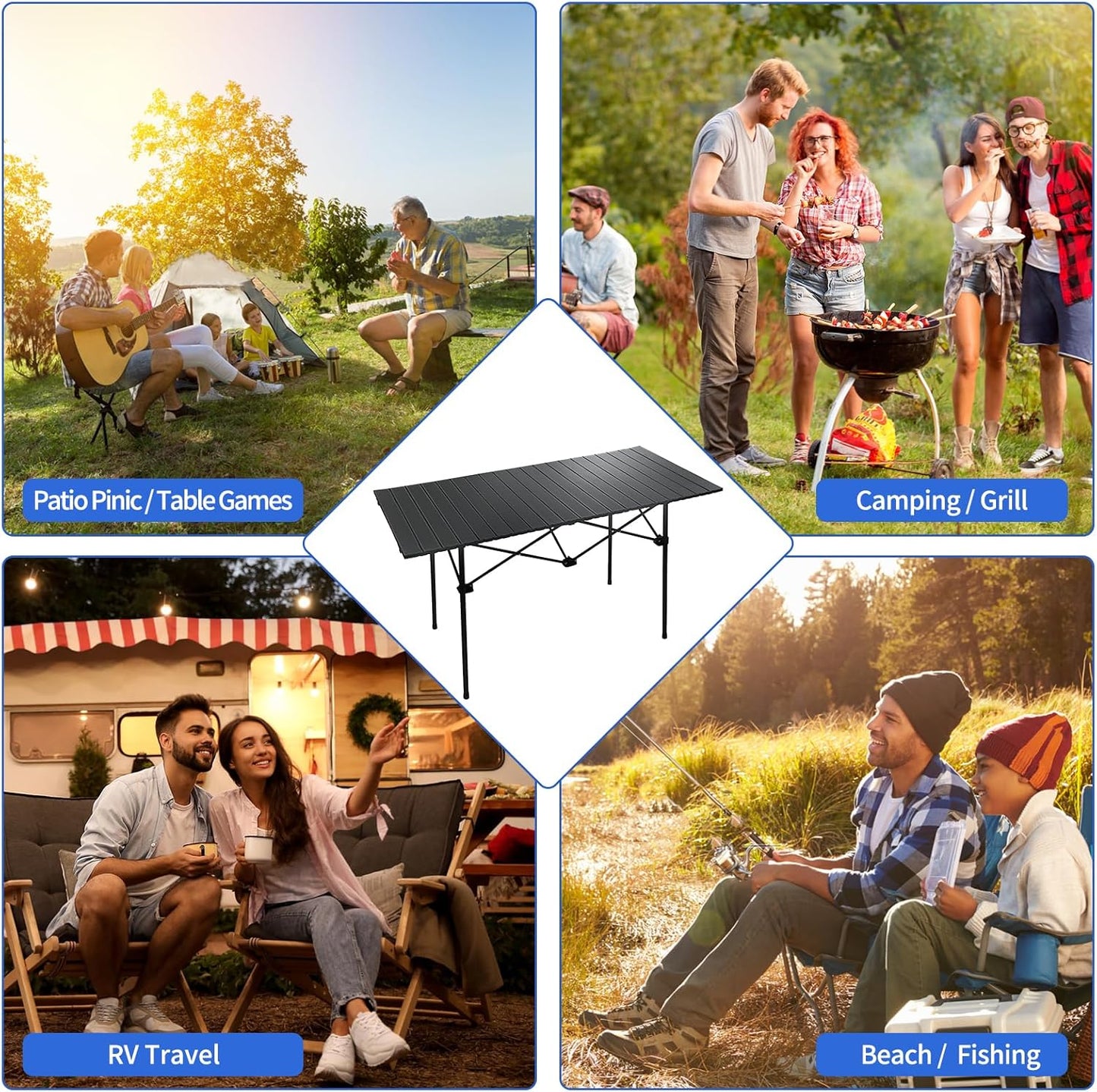 120 cm Portable Folding Camping Table – Roll-Up Outdoor Cooking & Picnic Table ZF1409