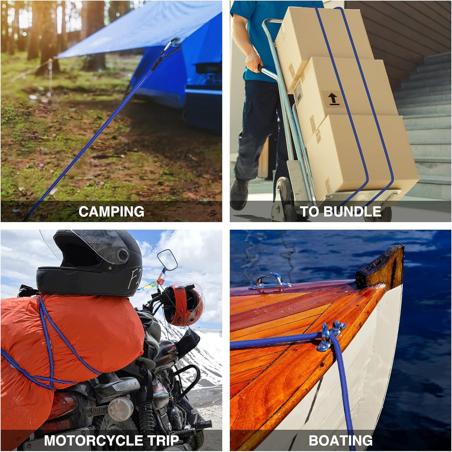 ECOTREK Heavy Duty Bungee Cords with Hooks – Elastic Straps for Camping, Cargo & Transport JP4401