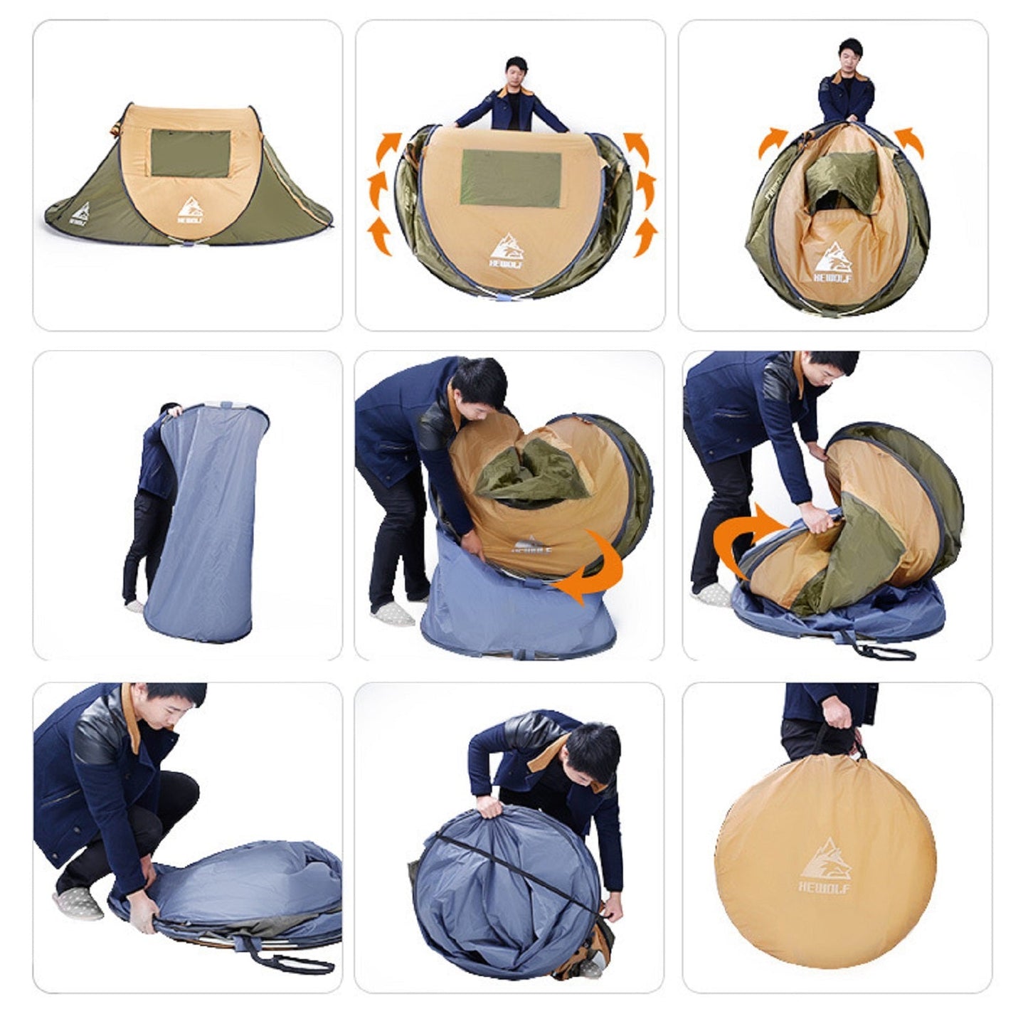 Boat-Shaped Pop-Up Camping Tent Large 280(L) x 200 (W) x 120(H)cm