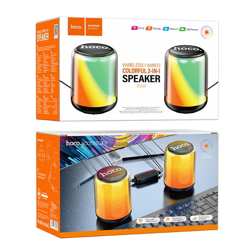 Hoco Colorful Bluetooth Wired 2-in-1 Computer Speaker BS56