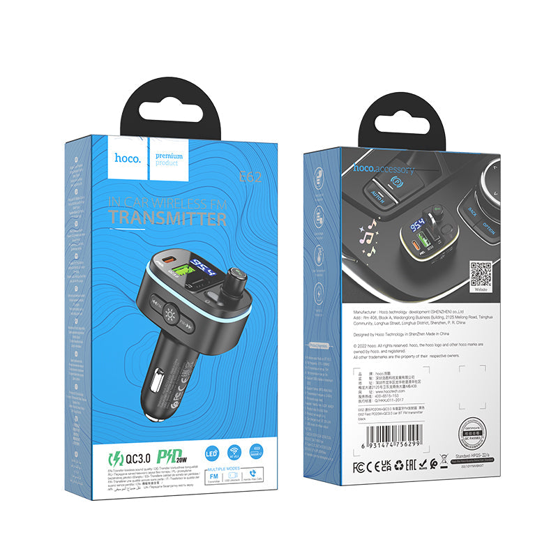 Hoco Fast PD 20W+QC 3.0 Car Bluetooth FM transmitter E62