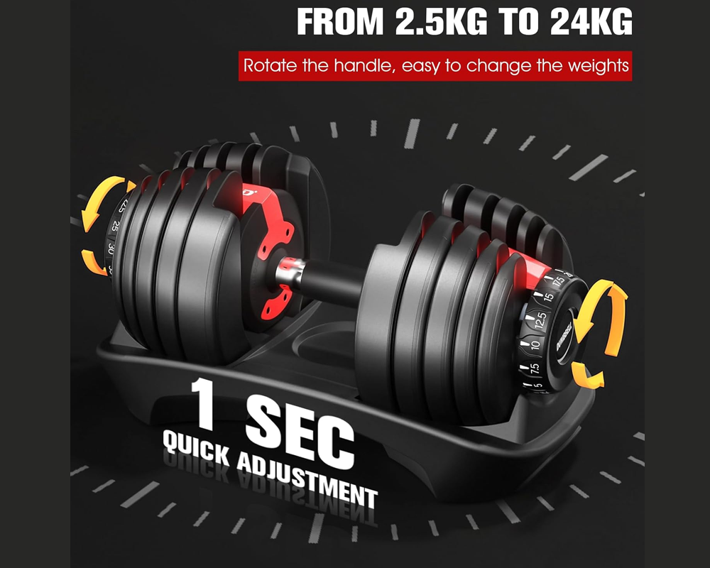 Adjustable Dumbbells 24Kg Pair