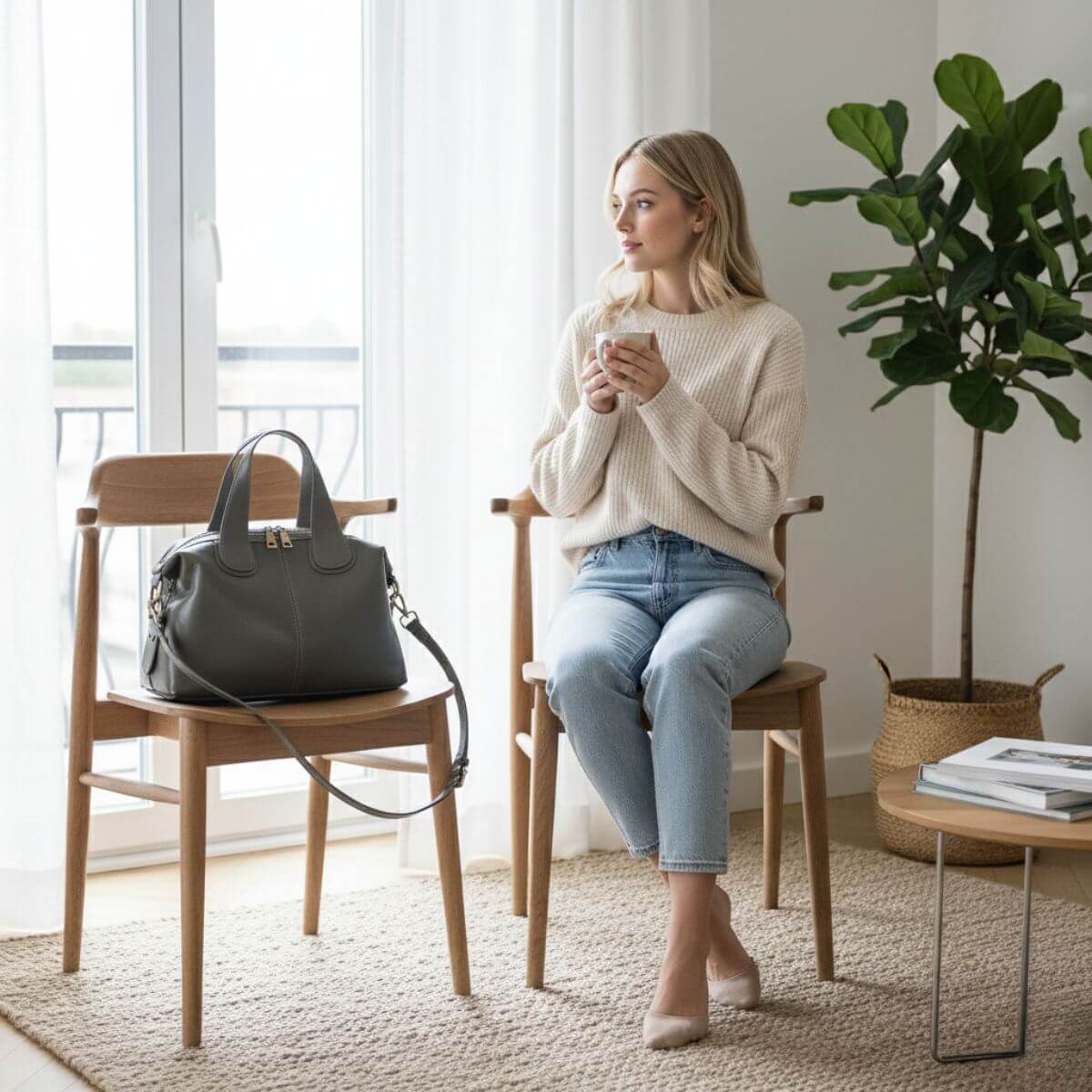 Grey Leather Crossbody & Shoulder Bag | Adele