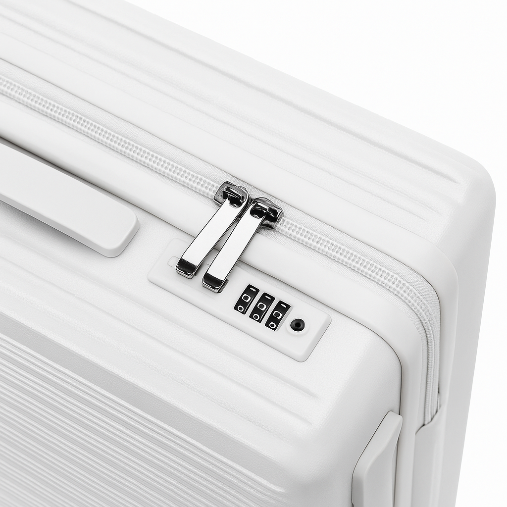Medium Check In Luggage - White Lightweight Hard Shell Suitcase | AeroRidge | 67 cm