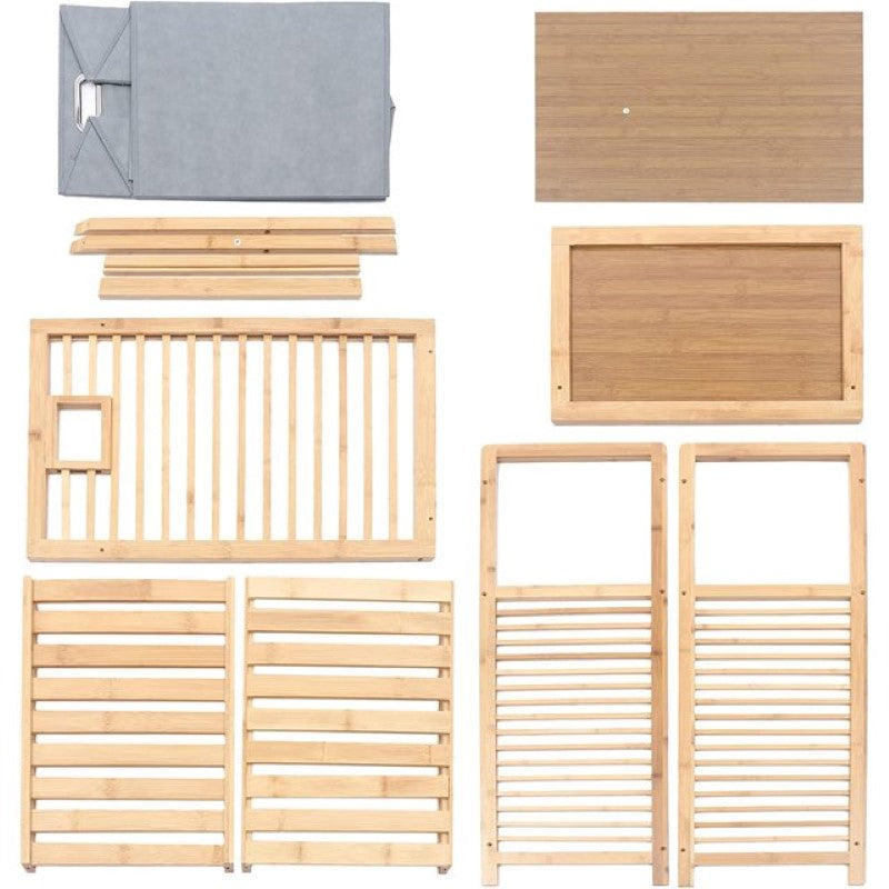 Bamboo hamper with open drawer