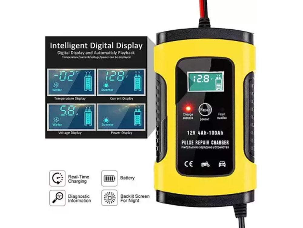 Battery charger with clamps