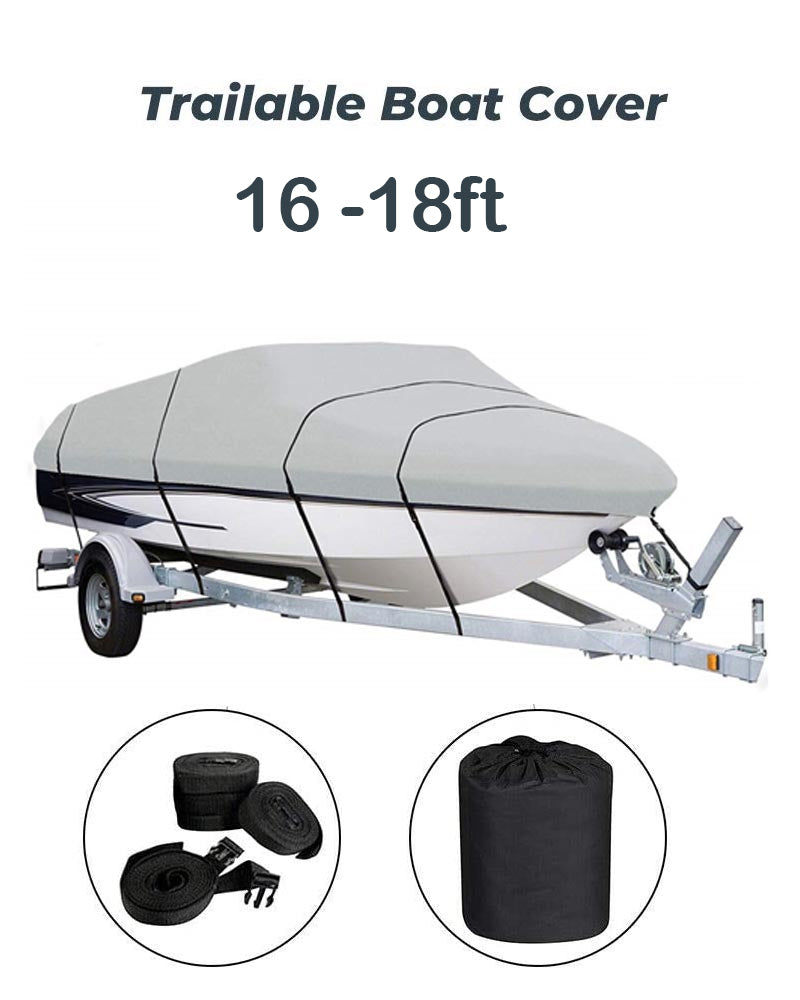 Boat Cover Heavy Duty – 210D Silver Trailerable Boat Cover for 16–18ft V-Hull
