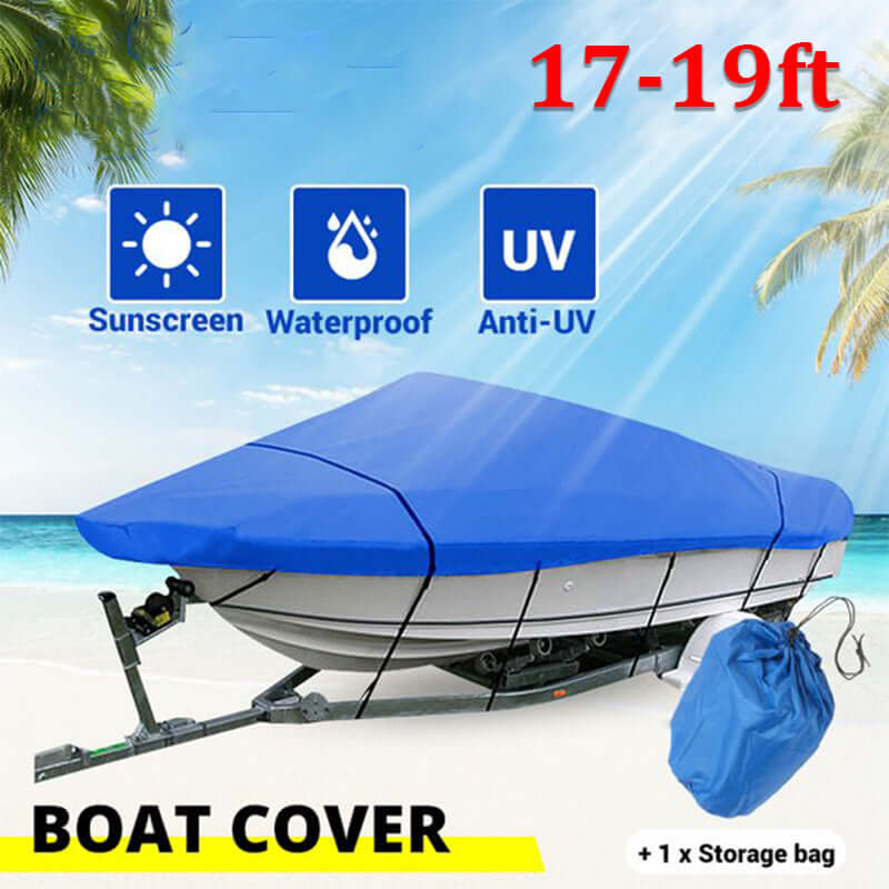 Boat Cover Heavy Duty – 600D Blue Trailerable Boat Cover for 17–19ft V-Hull