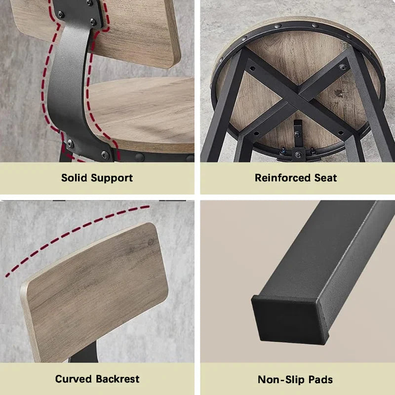 VASAGLE Bar Stools Chairs Set of 2 - Greige