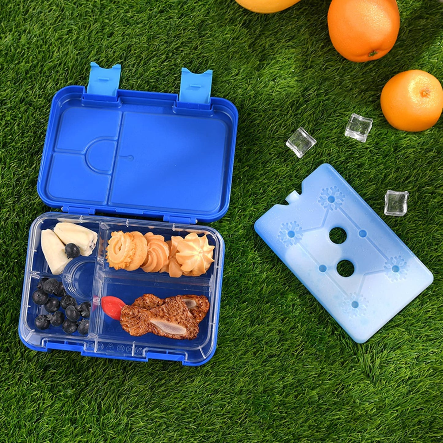 Kids Bento Lunch Boxes with Removable Ice Pack Blue