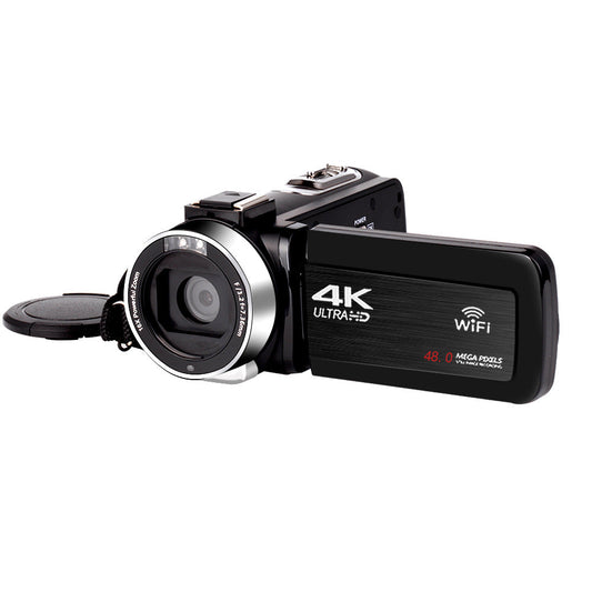 Portable camcorder with external microphone