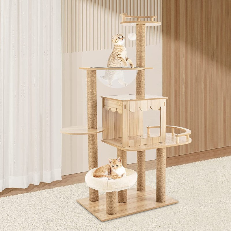 Cat Tree House Multi-Level Cat Tree House Condo with Hammock & Toys