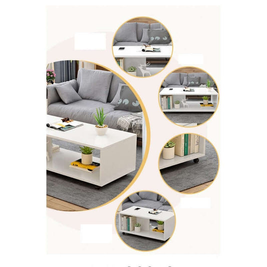 Coffee Table 120cm with Wheels - The Shopsite