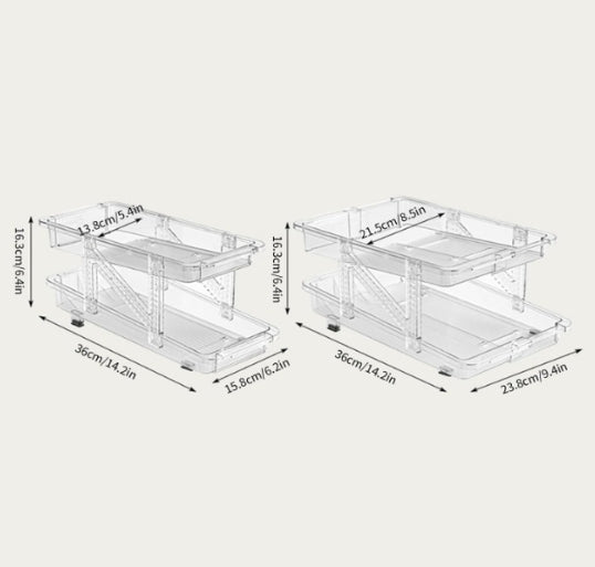 2 pack 2-Tier infinite Telescopic Beverage Storage Organizer