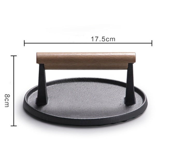 Cast iron round striped meat press steak press