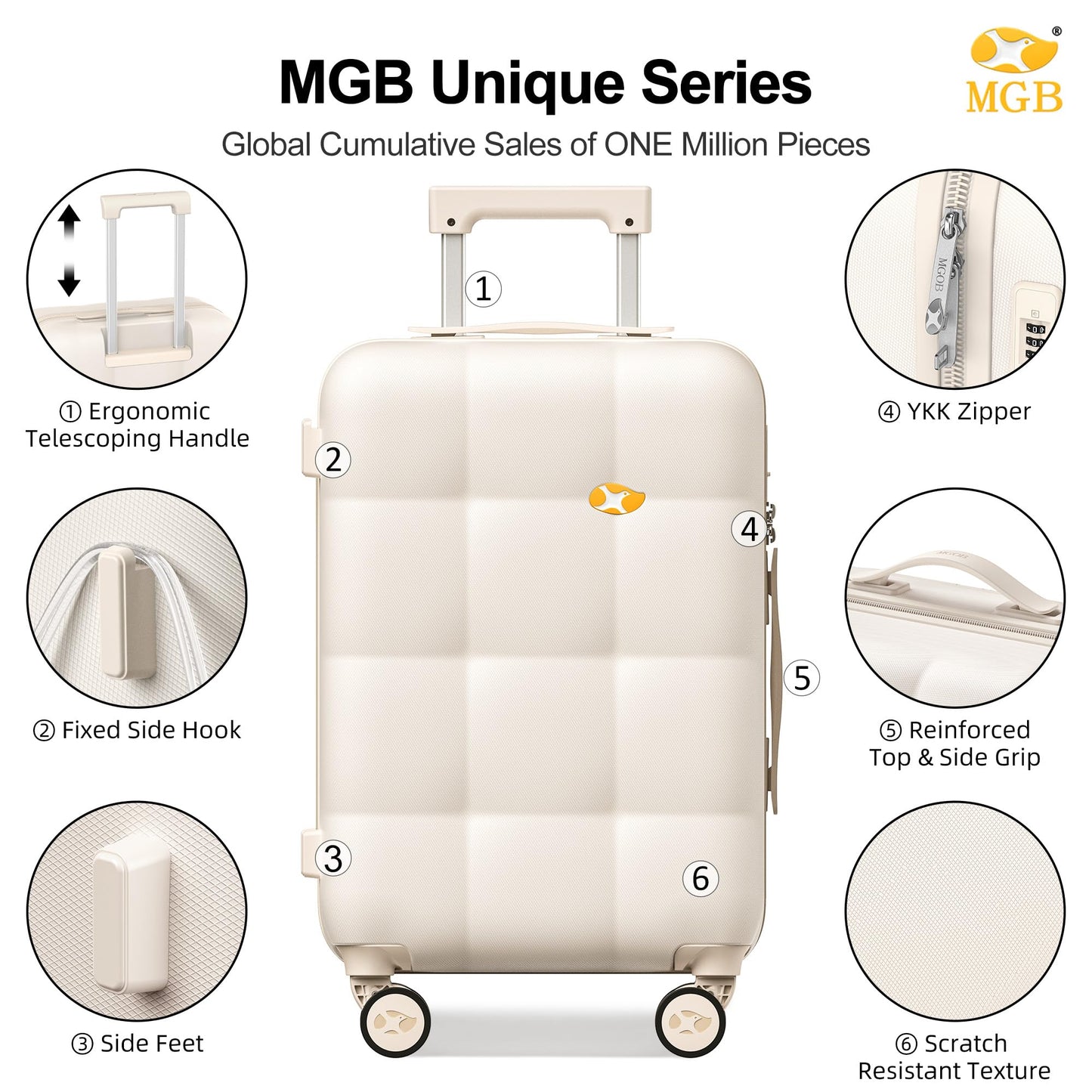 White Large Suitcase – Lightweight Hardside Check In Luggage | CloudLite | 76cm