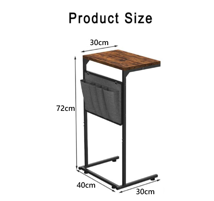 C Shaped End Table, Small Side Table for Couch and Recliner