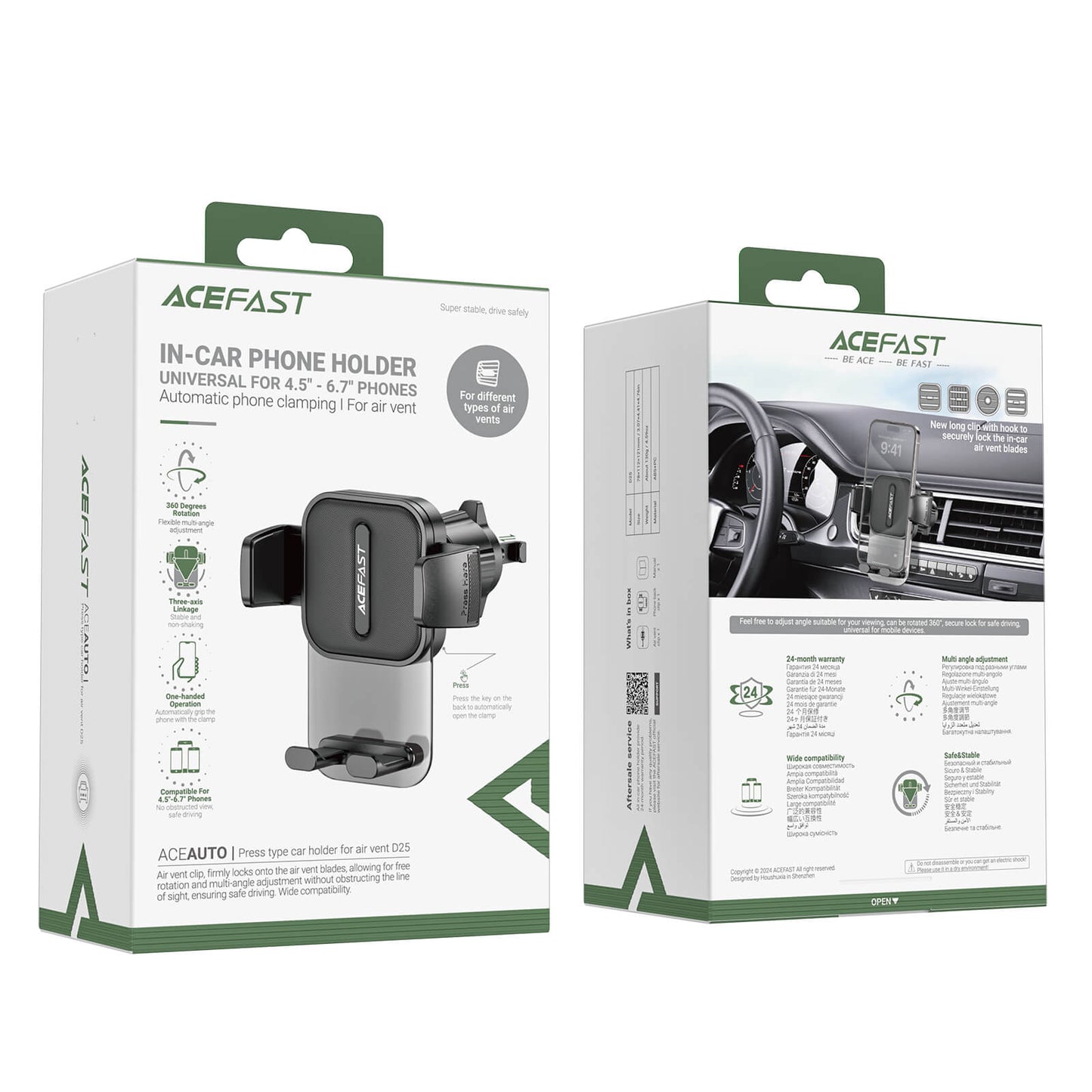 Acefast Press Type Car Phone Mount Holder D25