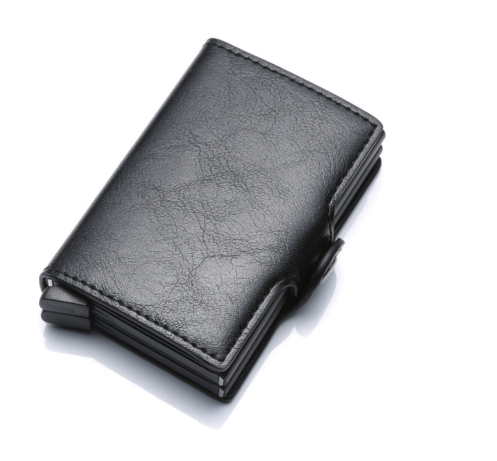 Double-Layer Aluminum Alloy Anti-Theft Brush Metal Card Holder