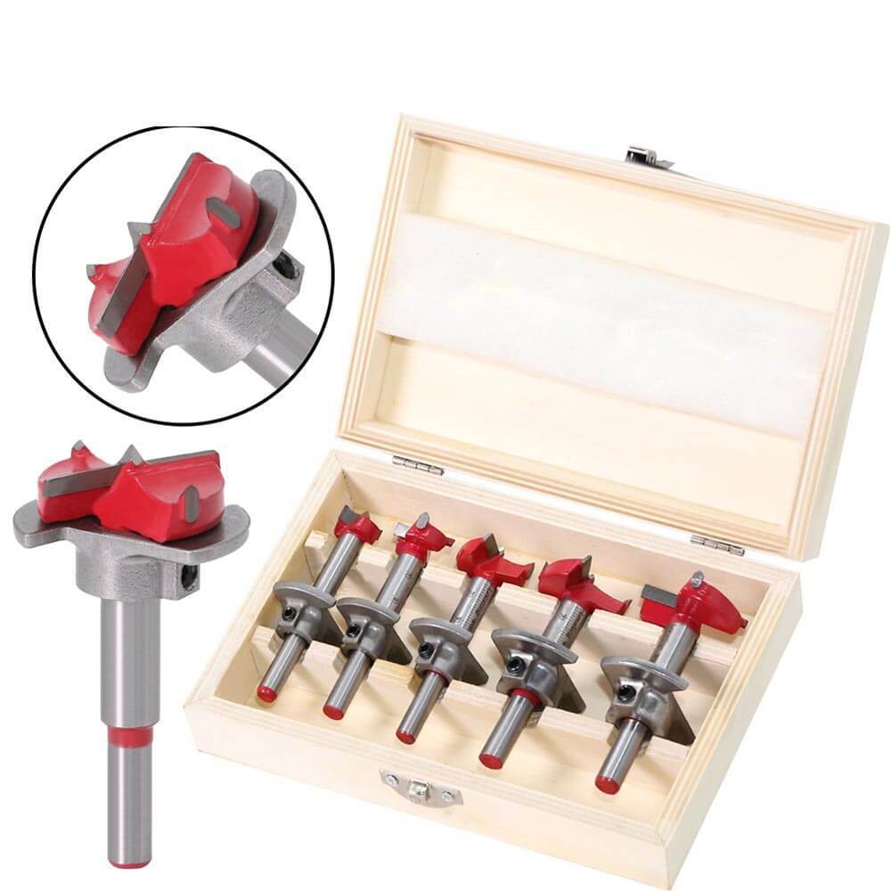 5pcs Forstner Drill Bit Woodworking Hole Saw Cutter Bits 15/20/25/30/35mm Forstner Bits - The Shopsite