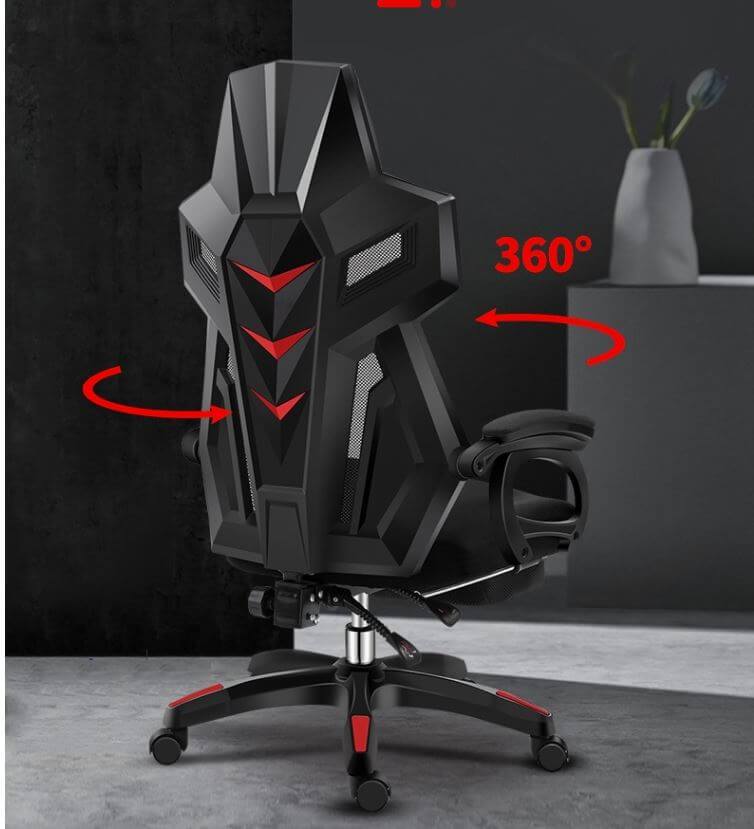 High back gaming chair black red