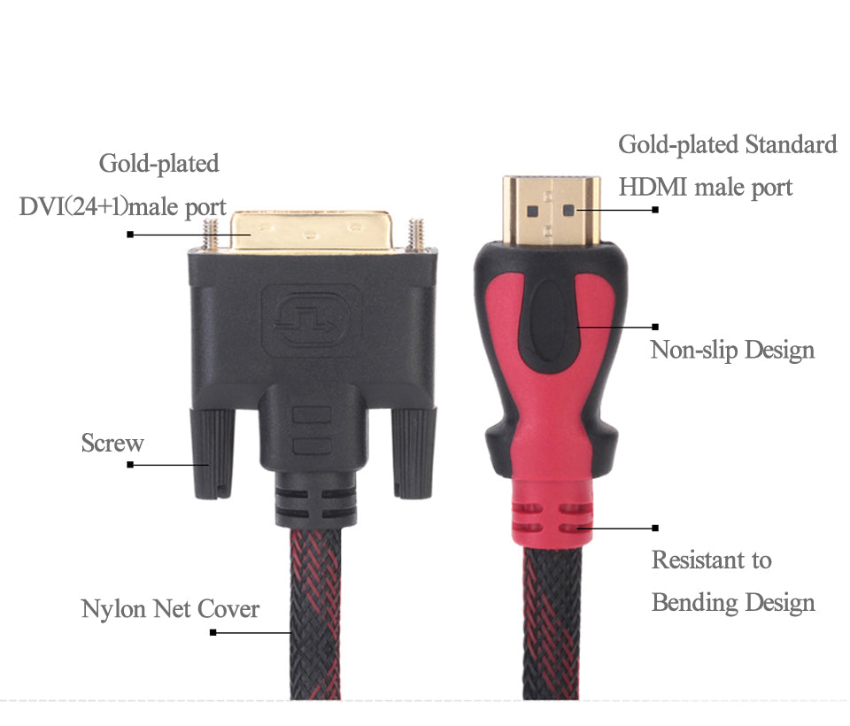 HDMI to DVI Cable for Monitor PC Laptop - The Shopsite