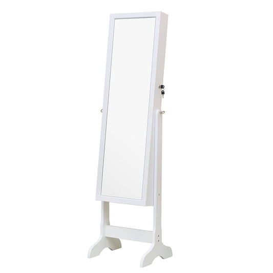 Standing Jewellery Cabinet With Led Lights Mirror - White