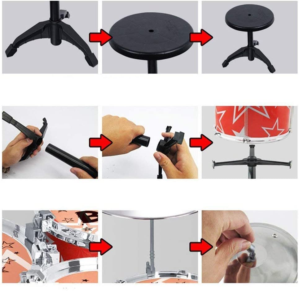 Jazz Rock Drum Set Kids Toys Drums Cymbal Stool Sticks Black - The Shopsite