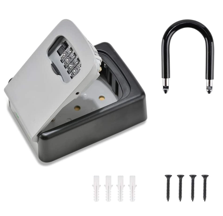 Key Lock Box Wall Mounted Portable Lock Box for House Key 5 Key Capacity