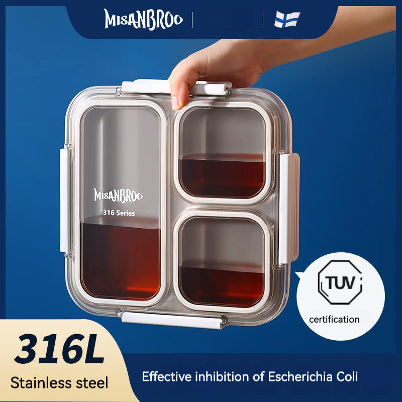 Big Bento Lunch Box — 316L Stainless Steel, 3 Compartments, Leak-Proof