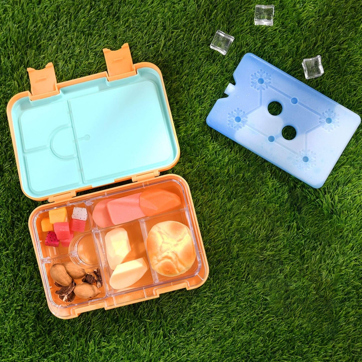 Kids Bento Lunch Boxes with Removable Ice Pack Orange