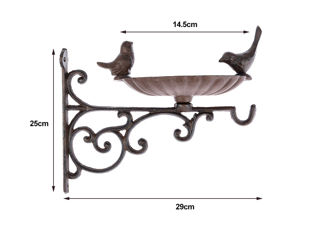2 Set Cast Iron Bird Bath/Feeder with Wall Bracket