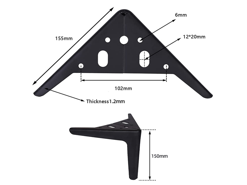 4Pcs Metal Furniture Legs 15cm-Black