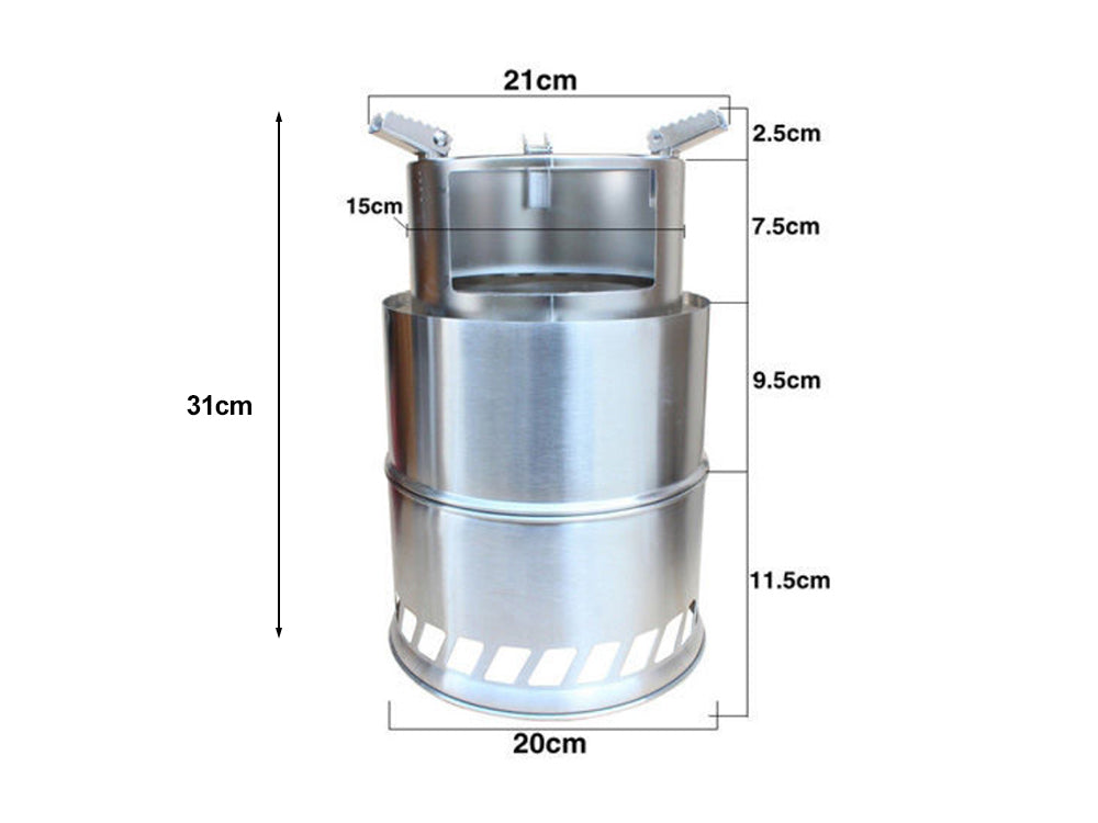 Portable Stainless Steel Camping Wood Stove-Large