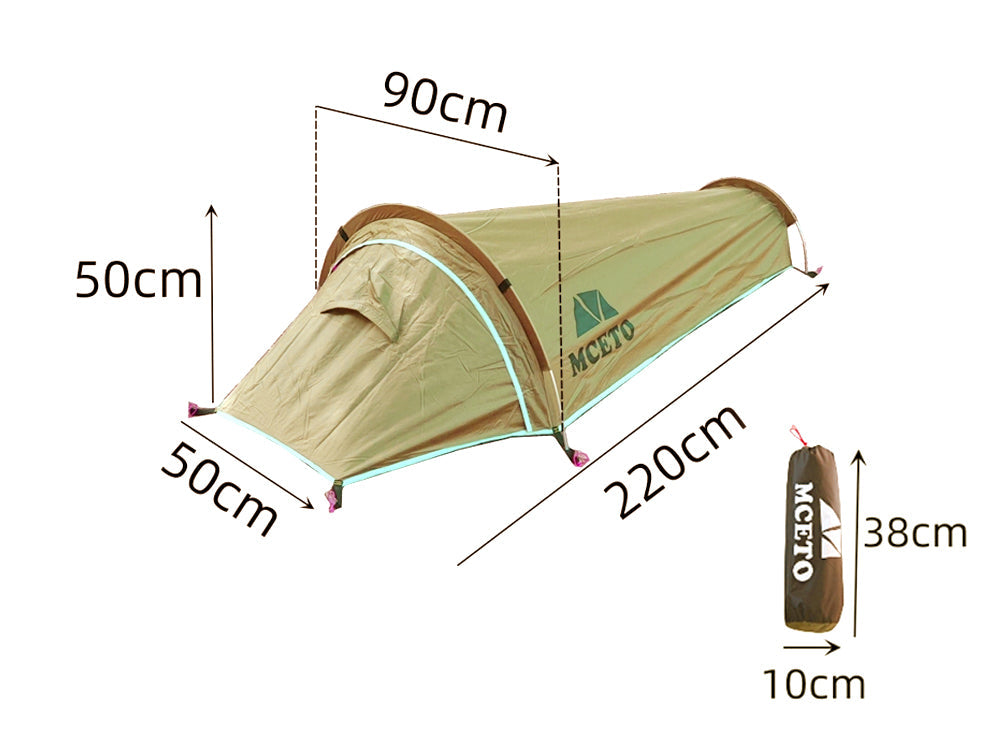 Ultralight 1 Person Waterproof Bivvy Tent - Earth brown
