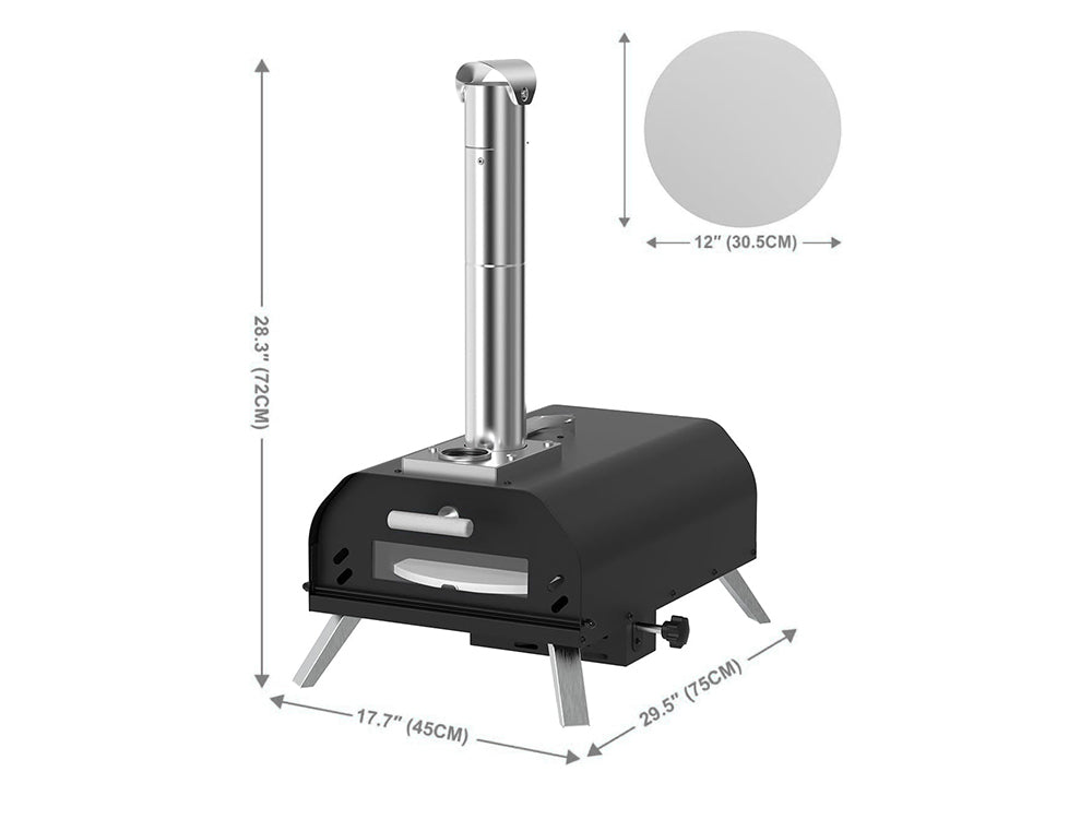 12" Portable Wood Pellet Pizza Oven with 360° Rotating Stone