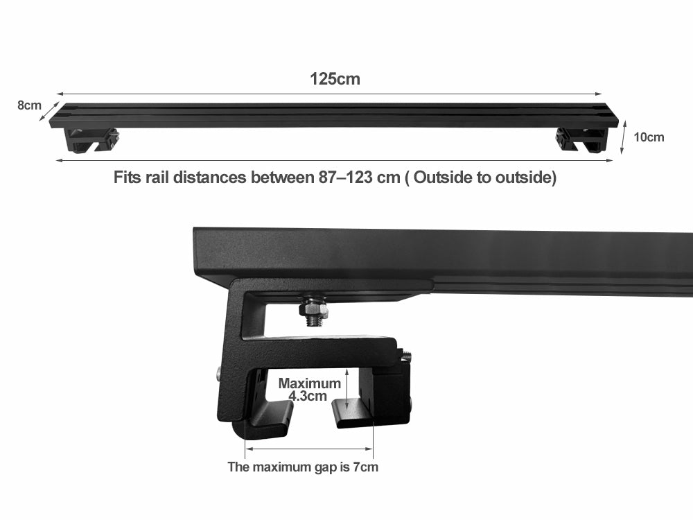 Aluminium Roof Rack Cross Bars For Vehicles With Raised Side Rails