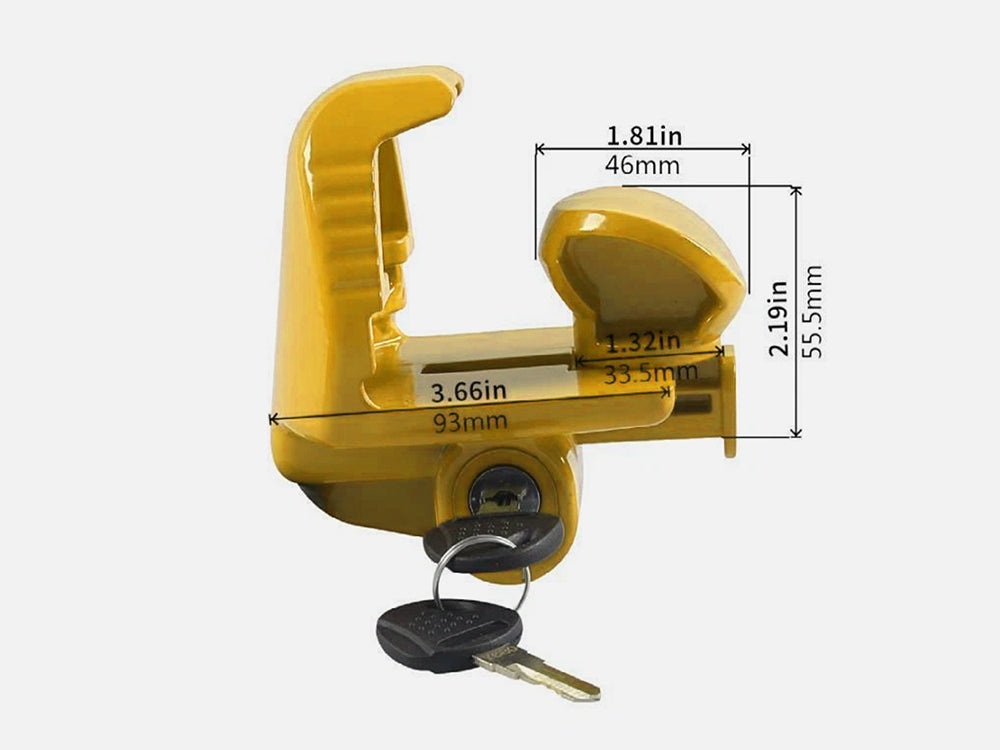 Universal Trailer Hitch Coupler Lock - Yellow