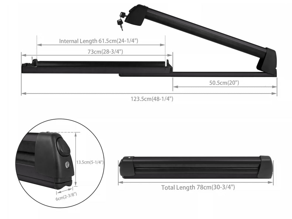 Snowboard Ski Top Roof Rack Carrier-Black