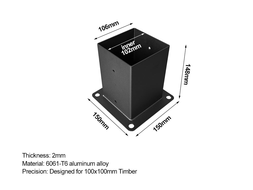OUTPRO Aluminum Single Pergola Base Kit