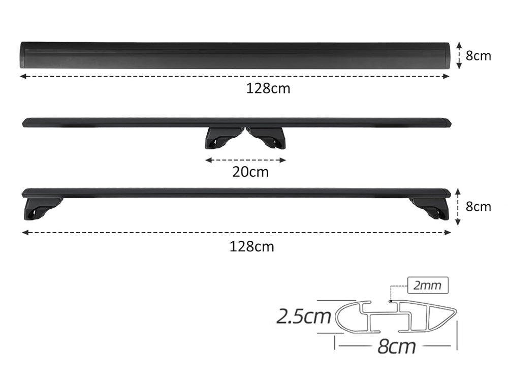 BlackRack Roof rack cross bars for flush side rails