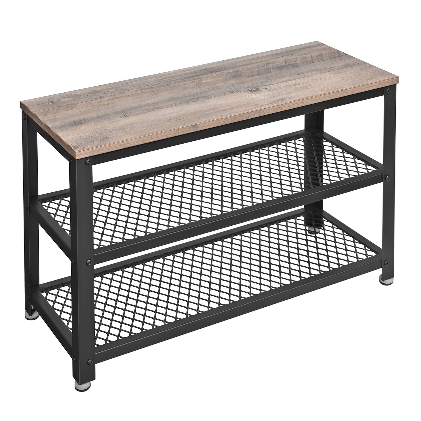 VASAGLE Shoe Storage Bench Rack with 2 Shelves - Greige