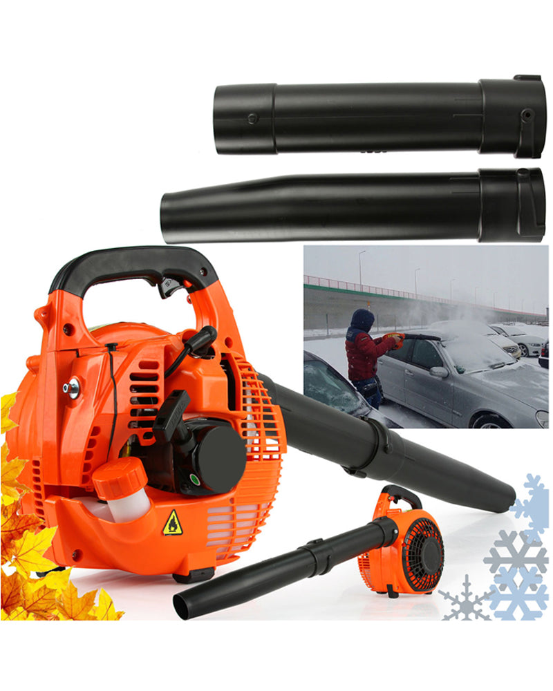 Cordless petrol blower in use