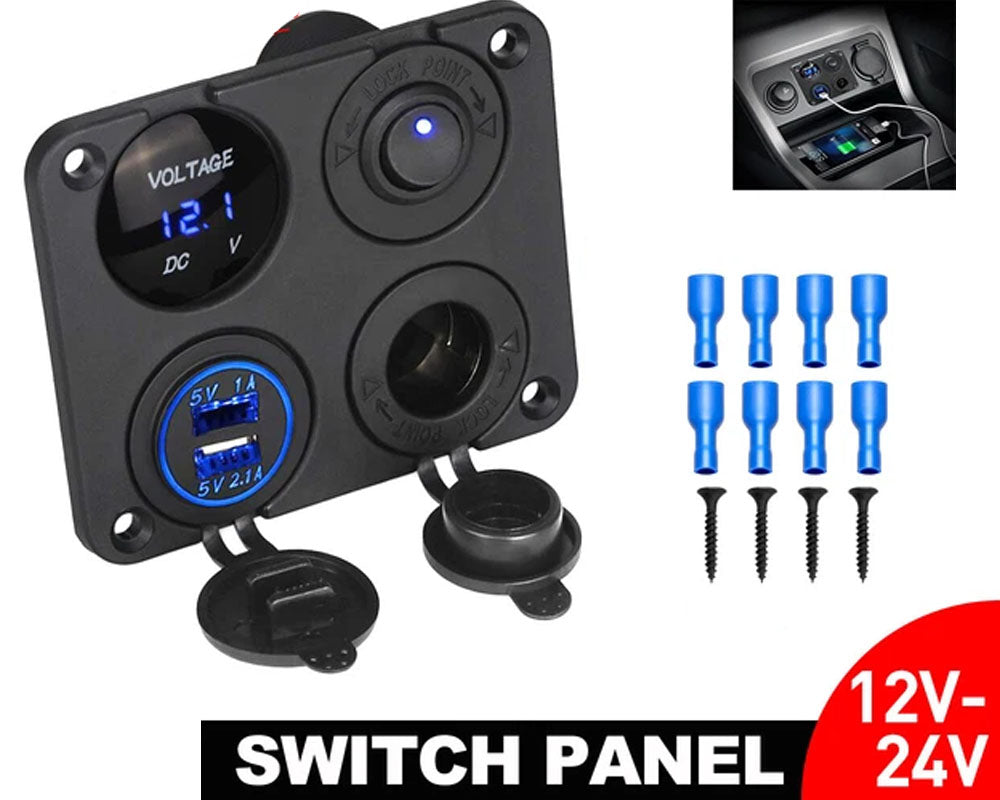 Dual USB LED Rocker Switch Panel