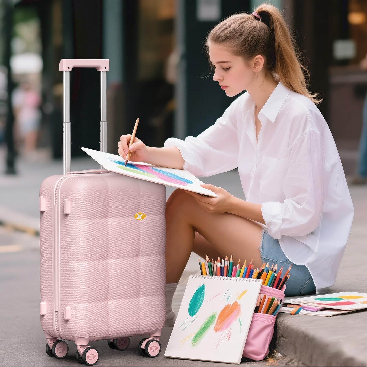 3 Piece Luggage Sets NZ – Lightweight Hard Case Suitcase | CloudLite | Pink